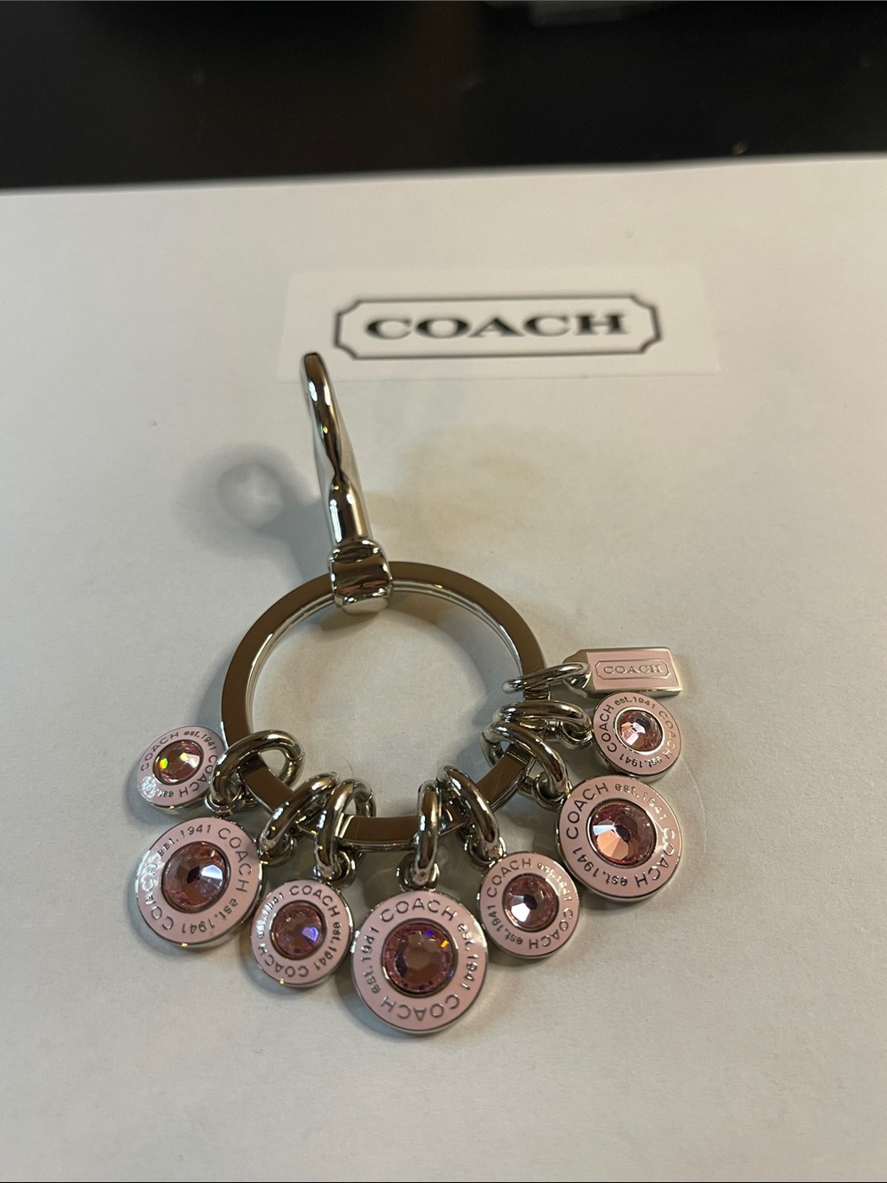 COACH Pink Crystal Charm Keyring/Bag Charm